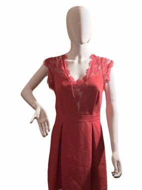 BCBGeneration Coral Lace V-Neck Mini Dress